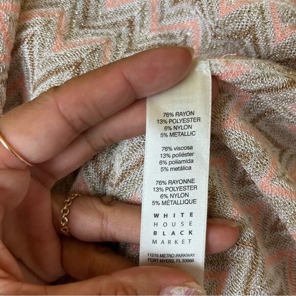 White House Black Market Pink Chevron Metallic Tank Top - Picture 8 of 8